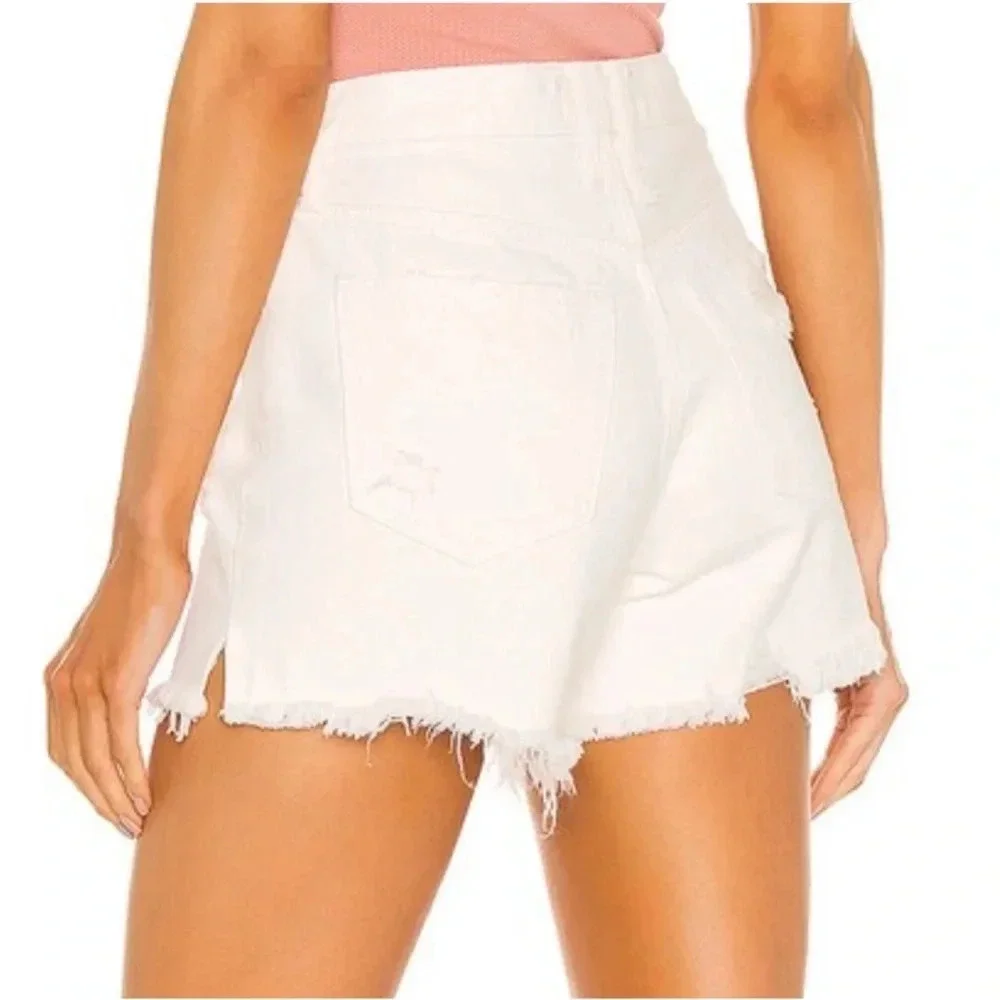 NWT Free People Makai Cutoff Short Off White Denim Distressed Size 24